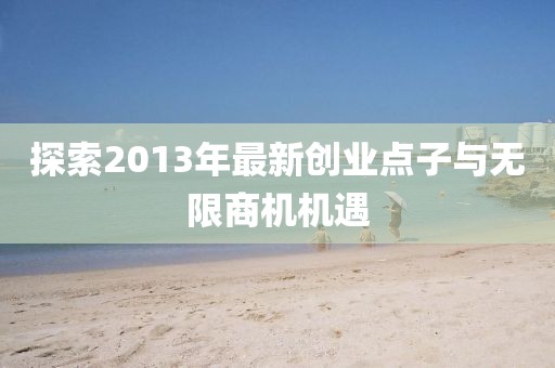 探索2013年最新創(chuàng)業(yè)點子與無限商機機遇
