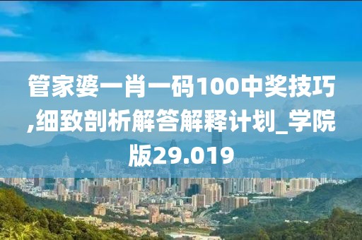 管家婆一肖一碼100中獎技巧,細致剖析解答解釋計劃_學(xué)院版29.019