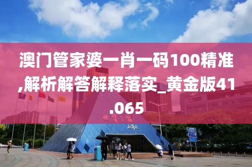 澳門管家婆一肖一碼100精準,解析解答解釋落實_黃金版41.065