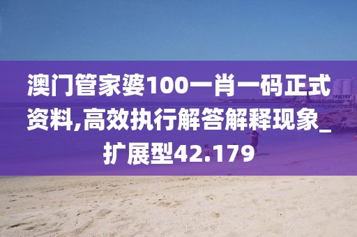 澳門管家婆100一肖一碼正式資料,高效執行解答解釋現象_擴展型42.179