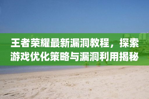 王者榮耀最新漏洞教程，探索游戲優化策略與漏洞利用揭秘