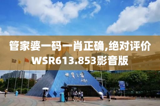 管家婆一碼一肖正確,絕對評價WSR613.853影音版