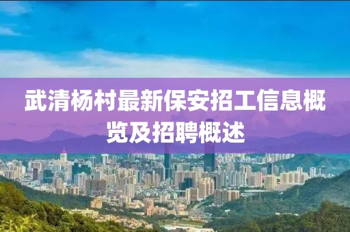 武清楊村最新保安招工信息概覽及招聘概述