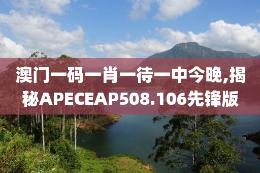 澳門一碼一肖一待一中今晚,揭秘APECEAP508.106先鋒版