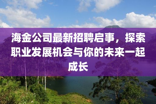 海金公司最新招聘啟事，探索職業發展機會與你的未來一起成長