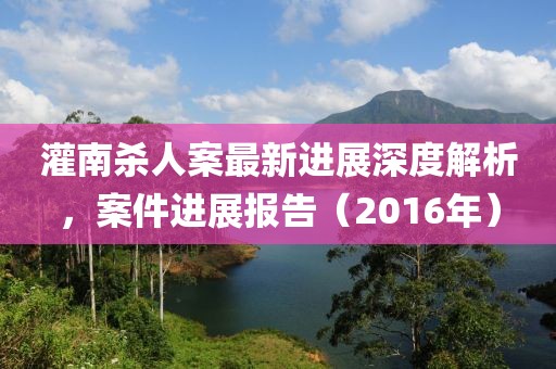 灌南殺人案最新進展深度解析，案件進展報告（2016年）