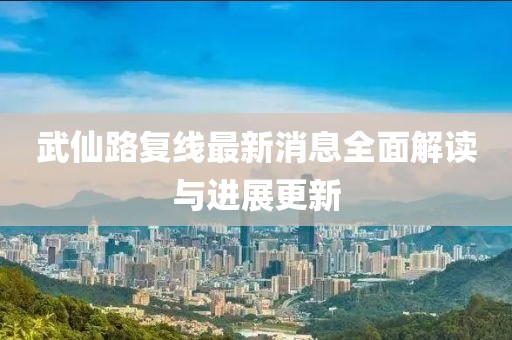 武仙路復線最新消息全面解讀與進展更新