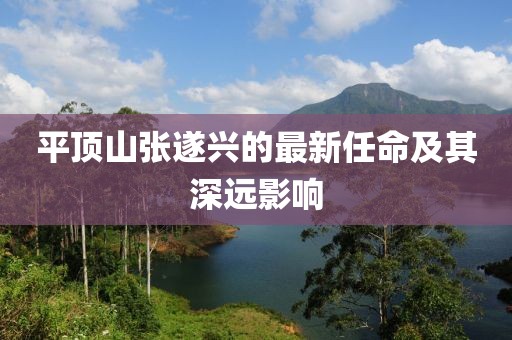 平頂山張遂興的最新任命及其深遠影響