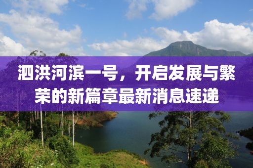 泗洪河濱一號，開啟發展與繁榮的新篇章最新消息速遞