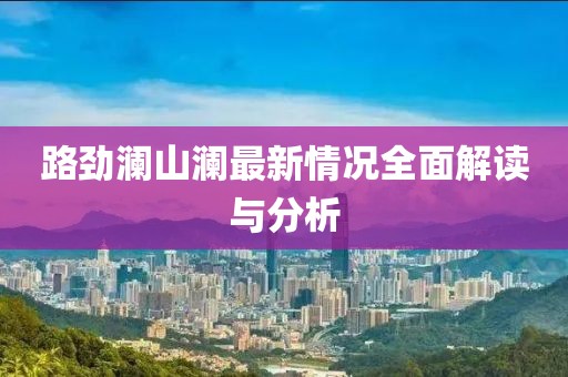 路勁瀾山瀾最新情況全面解讀與分析