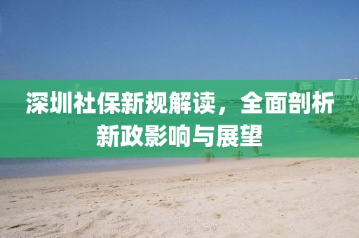 深圳社保新規解讀，全面剖析新政影響與展望