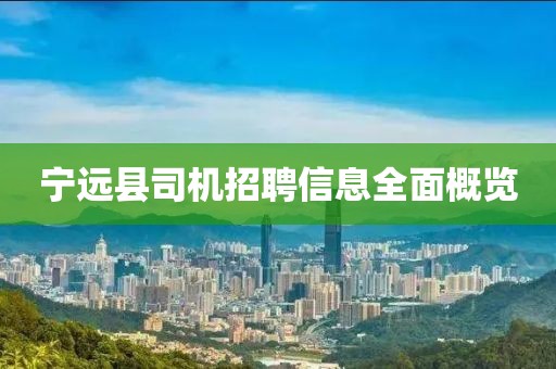 寧遠縣司機招聘信息全面概覽