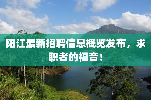 陽江最新招聘信息概覽發布，求職者的福音！