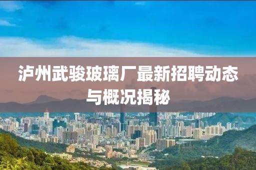 瀘州武駿玻璃廠最新招聘動態與概況揭秘