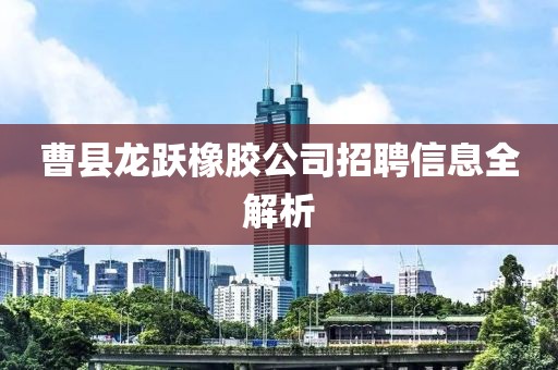 曹縣龍躍橡膠公司招聘信息全解析