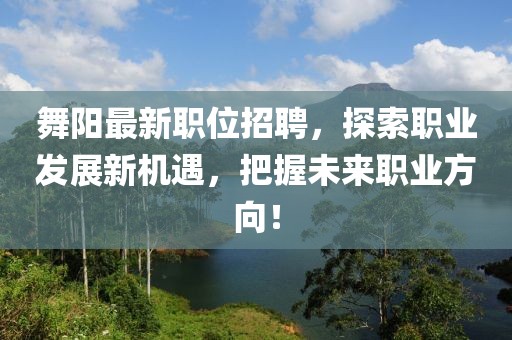 舞陽最新職位招聘，探索職業發展新機遇，把握未來職業方向！