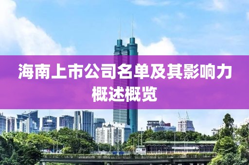 海南上市公司名單及其影響力概述概覽