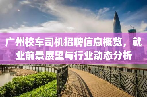 廣州校車司機招聘信息概覽，就業(yè)前景展望與行業(yè)動態(tài)分析