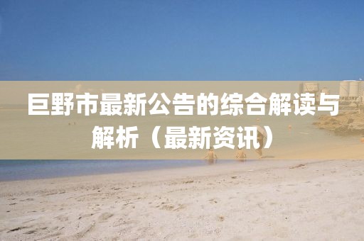 巨野市最新公告的綜合解讀與解析（最新資訊）