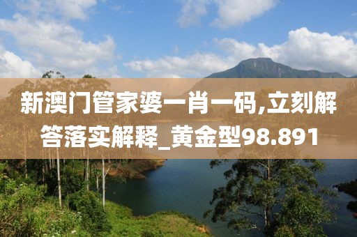 新澳門管家婆一肖一碼,立刻解答落實解釋_黃金型98.891