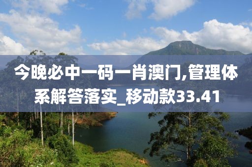 今晚必中一碼一肖澳門,管理體系解答落實_移動款33.41