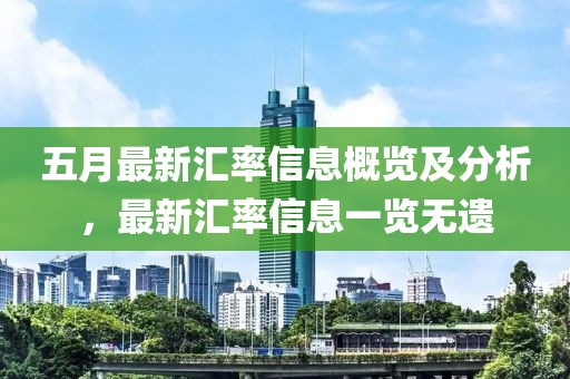 五月最新匯率信息概覽及分析，最新匯率信息一覽無遺
