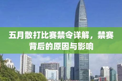 五月散打比賽禁令詳解，禁賽背后的原因與影響