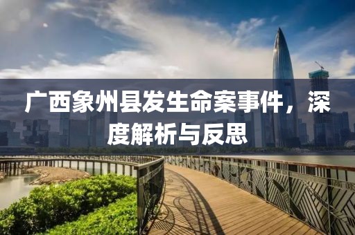廣西象州縣發生命案事件，深度解析與反思