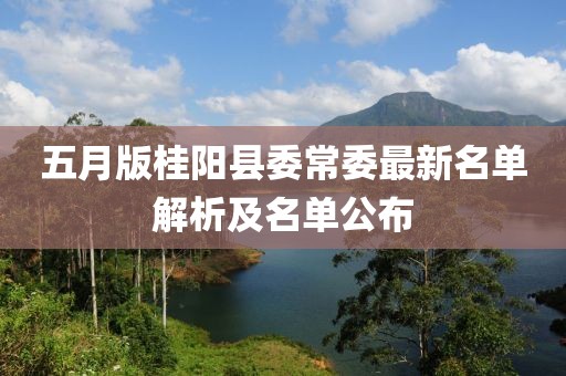五月版桂陽縣委常委最新名單解析及名單公布