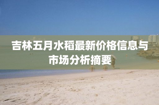 吉林五月水稻最新價格信息與市場分析摘要