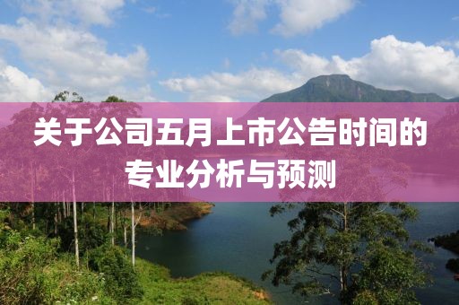 關(guān)于公司五月上市公告時間的專業(yè)分析與預(yù)測