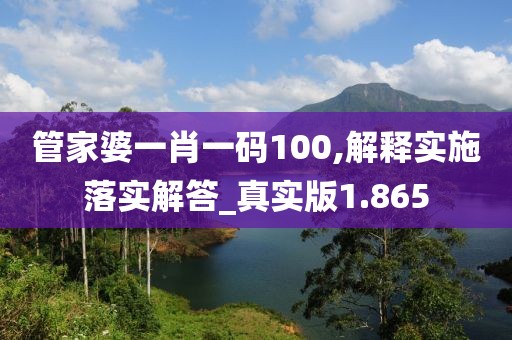 管家婆一肖一碼100,解釋實(shí)施落實(shí)解答_真實(shí)版1.865