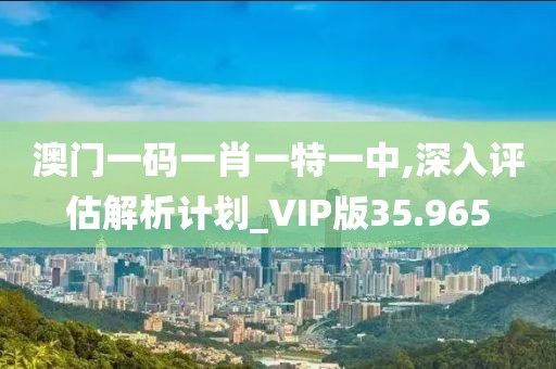 澳門一碼一肖一特一中,深入評估解析計劃_VIP版35.965