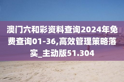 澳門六和彩資料查詢2024年免費查詢01-36,高效管理策略落實_主動版51.304