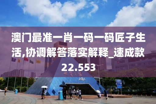 澳門最準一肖一碼一碼匠子生活,協(xié)調(diào)解答落實解釋_速成款22.553