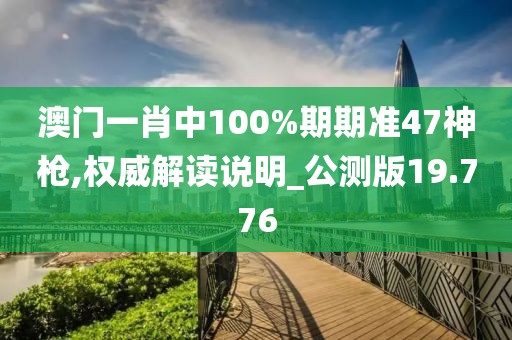 澳門一肖中100%期期準47神槍,權威解讀說明_公測版19.776