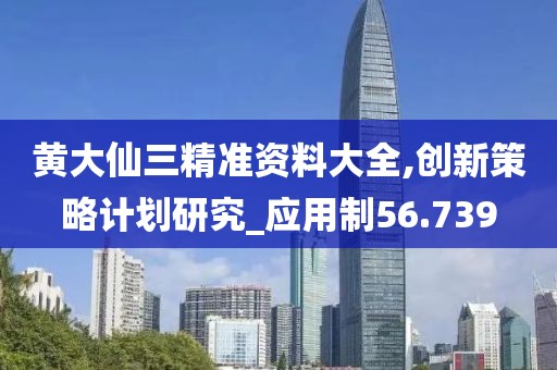 黃大仙三精準(zhǔn)資料大全,創(chuàng)新策略計(jì)劃研究_應(yīng)用制56.739