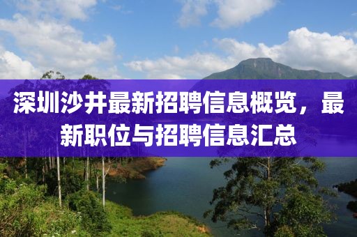 深圳沙井最新招聘信息概覽，最新職位與招聘信息匯總
