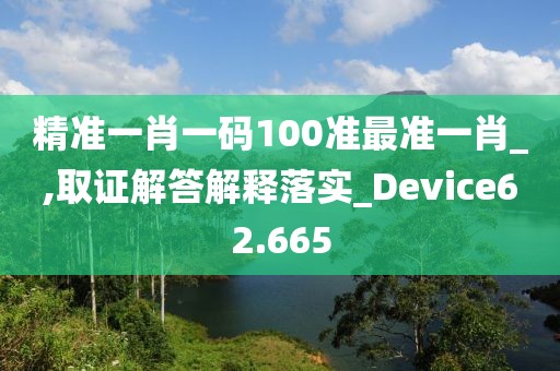精準一肖一碼100準最準一肖_,取證解答解釋落實_Device62.665