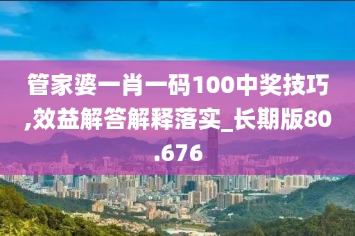 管家婆一肖一碼100中獎技巧,效益解答解釋落實_長期版80.676